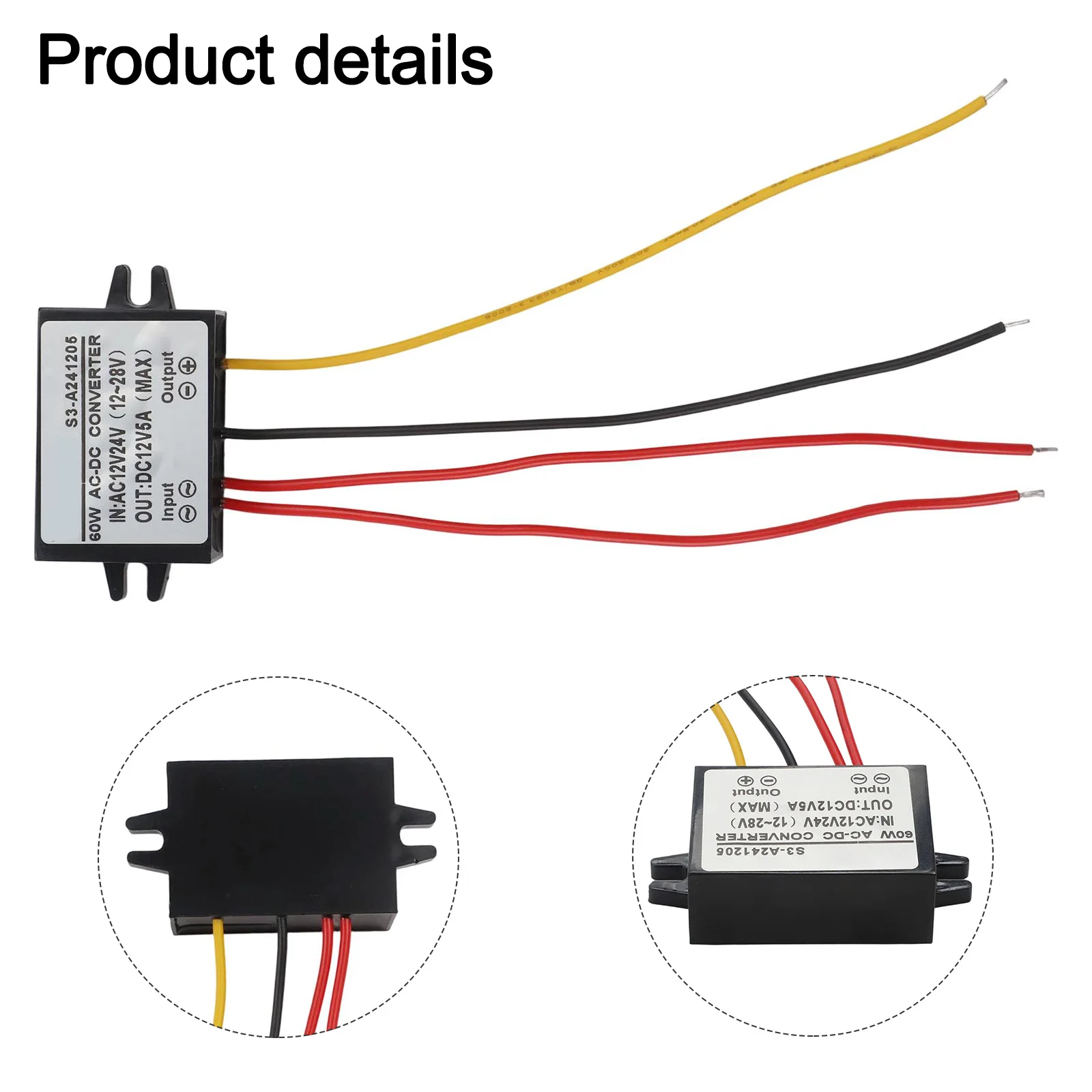 12V アダプタ 63*32*18 ミリメートル電源コンバータ 95 変換効率プラスチックケーシング材料自然放熱