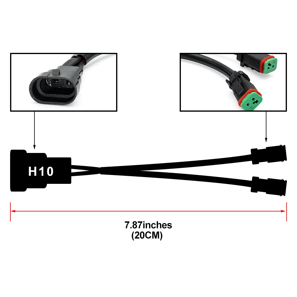 Y Shape Dual Outputs 9145 H10 9006 9012 9005 To Deutsch DT DTP Adapter Connector Splitters For Pod Work Bar Light Wiring Harness