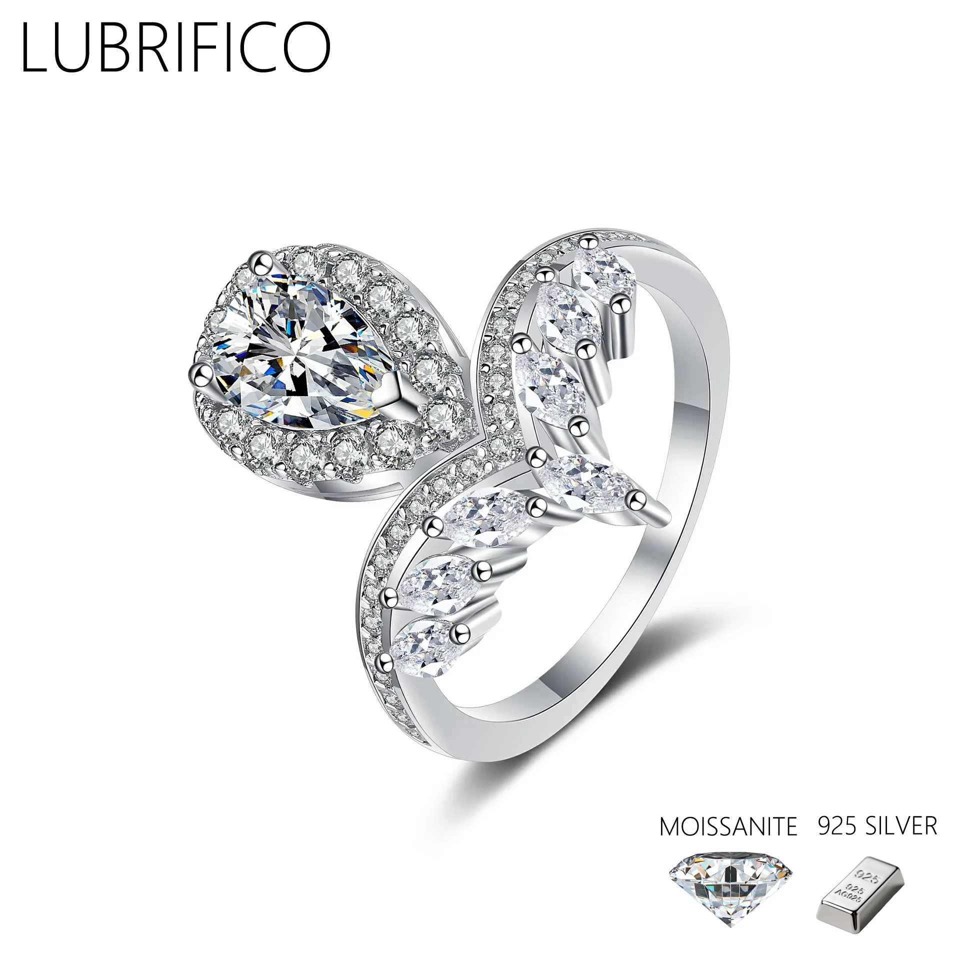 

Кольцо грушевидной формы с муассанитом 1,0 карата, стерлинговое серебро 925 пробы, лабораторный бриллиант, кольцо вечности, обручальные кольца для женщин