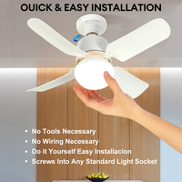 LED Light Bulbs Ceiling Fan With Light E27 Socket Remote Control Dimmable Wireless Fans Lighting For Bedroom Kitchen