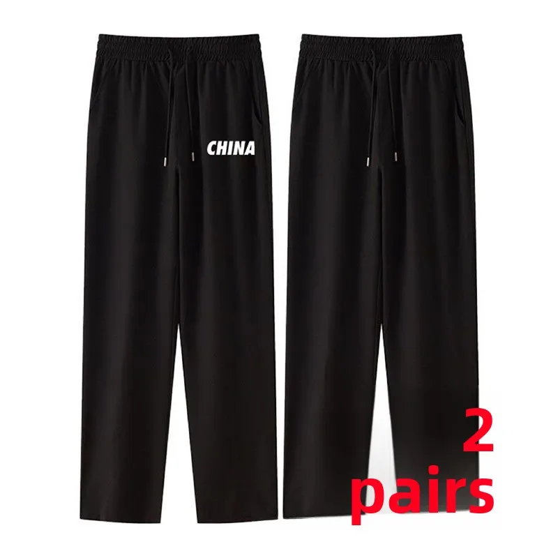 

Мужские брюки прямого кроя с принтом, свободного покроя, летние, осенние, тонкие, эластичные, повседневные, модные, спортивные, длинные брюки