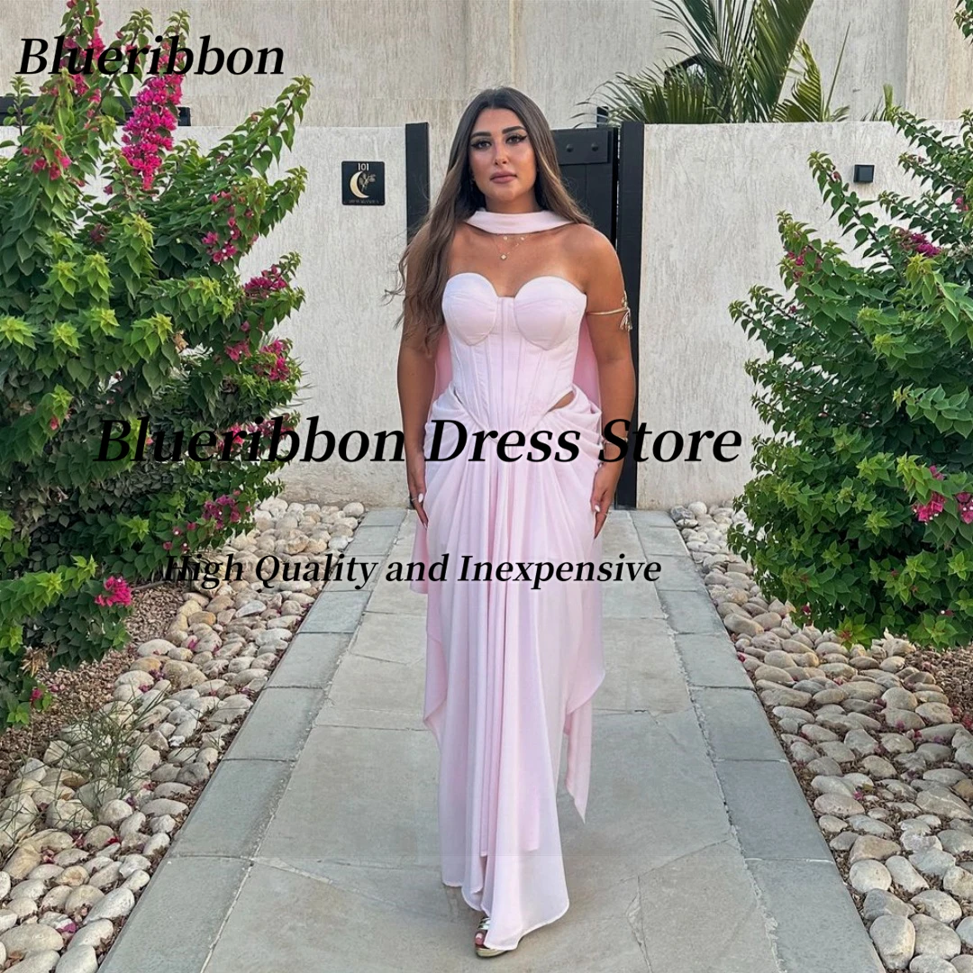 

Blueribbon Light Pink Prom Dresses Sweetheart Sexy Cutaway Sides Vestidos Des Noches Pick Ups Evening Party Holiday Dress