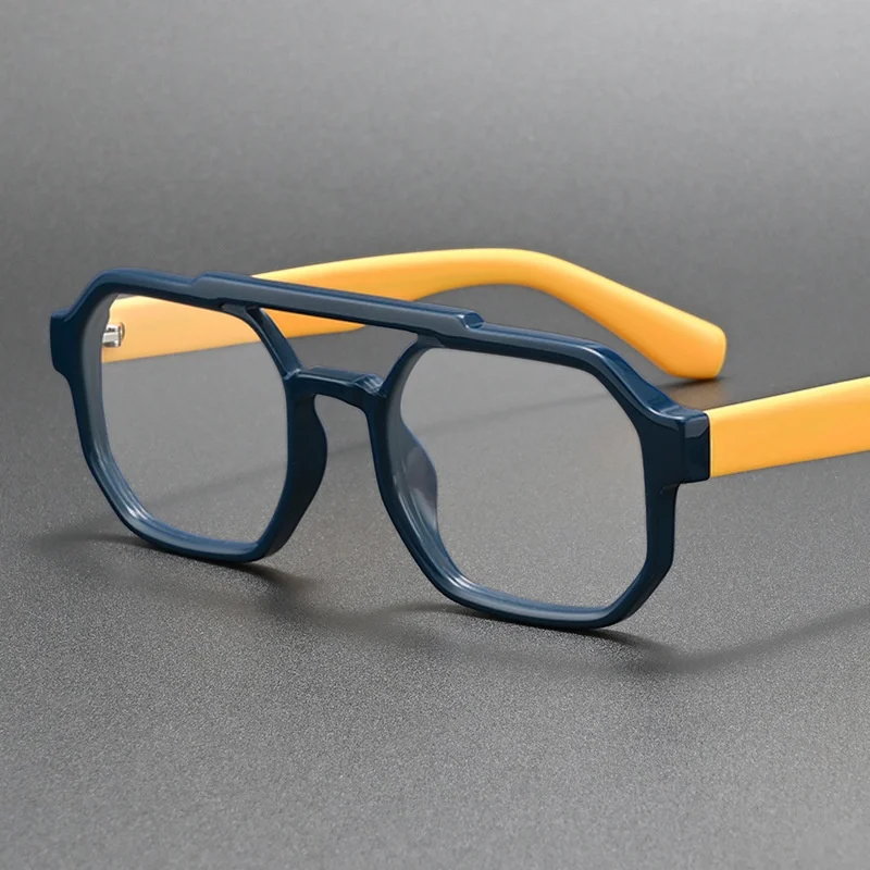 F·DRACON New retro double beam men's and women's eyeglass frames made of sheet metal, fashionable and high-quality frame 30076