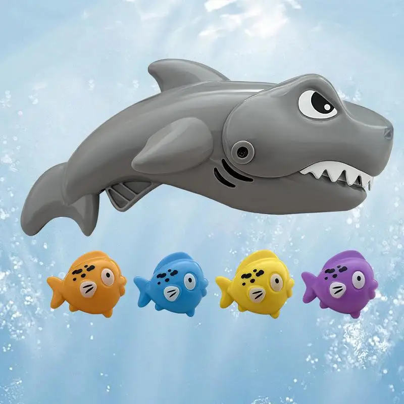 Juego de Bañera para Niños, 5 Piezas, Tiburón Grande Come Peces Pequeños, Juego Acuático Interactivo, Regalo Ideal