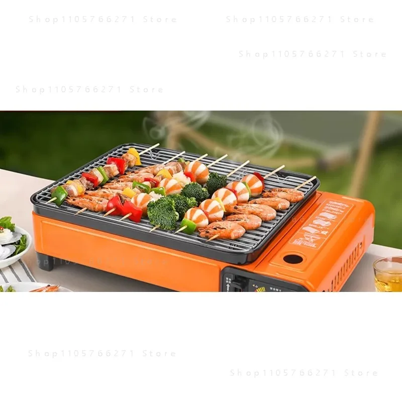 8-Grid Multi-Functional Camping BBQ Grill – Cassette Stove with Mesh Baking Pan for Sausages Meat & Night Market Stalls