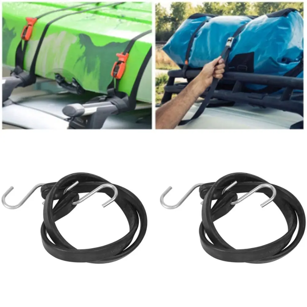 2 Pcs Durable 31 Inches Bundling Belt Rubber S Hooks Fixing Rope Strap Double End Bag Cable Climbing