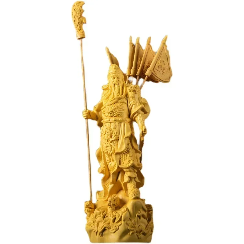 wooden tv characters Kowloon Kwan Kung Statue Five Banners Guan Yu, God of Wealth home living room domineering ornament 24cm