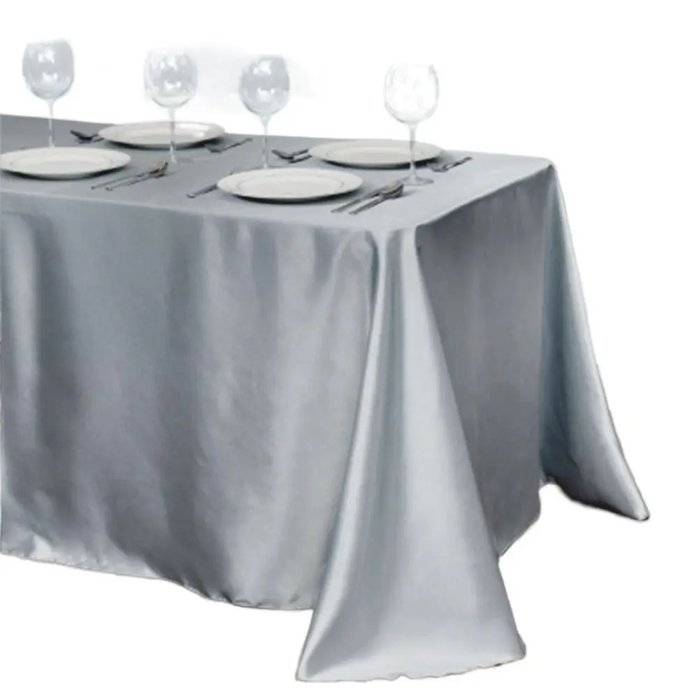 

Lustrous Soft Party Wedding Solid Color Banquet Tablecloth Table Cover Satin Table Decorations