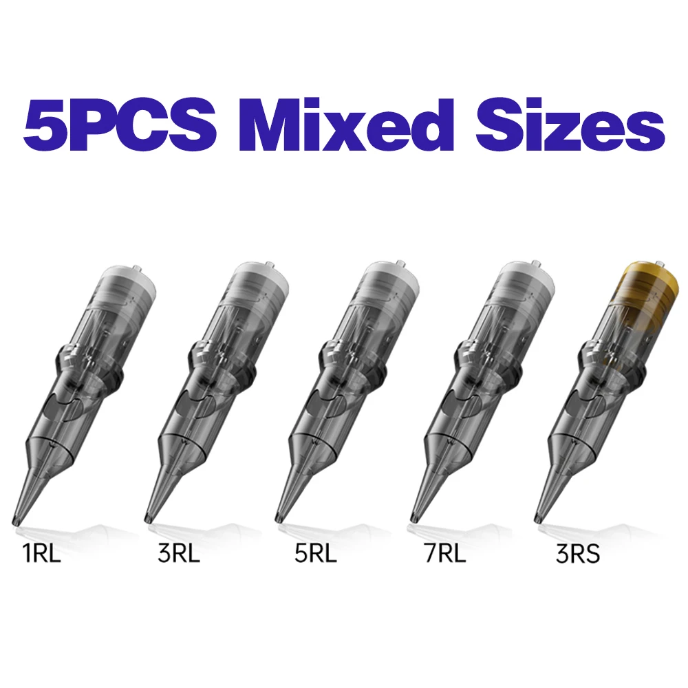 5PCS Mixed Tattoo Cartridge Needles Disposable Needles Rl Rs Series For Tattoo Machine For Eyebrow Eyeliner Permanent Makeup