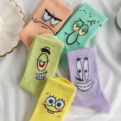 Kawaii Spongebobs Cartoon Cotton Socks Anime Socks Spongebobs Autumn Winter Basketball Socks Christmas Creative Birthday Gifts