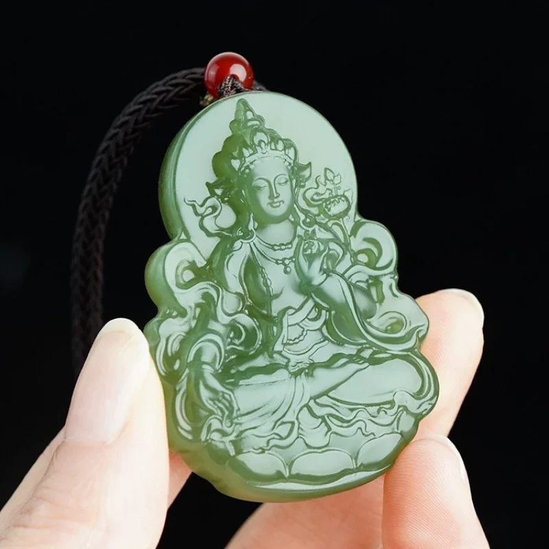 

Lake Green Tara Guanyin Hetian Jade Avalokitesvara Men's Guan Yin Pendant Women's