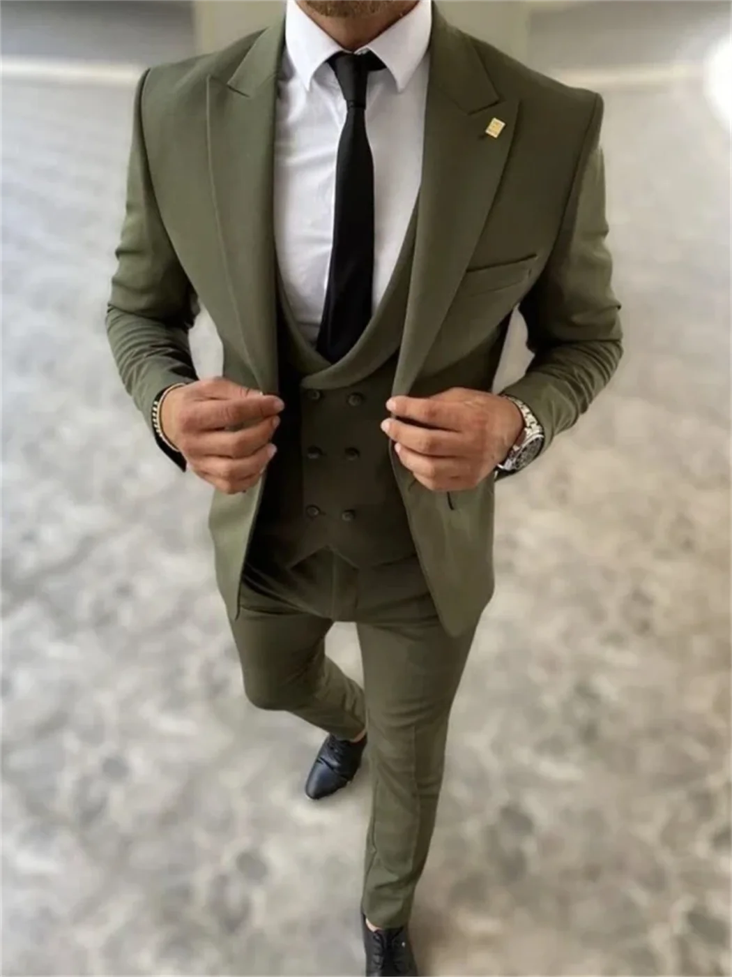 

3 Piece Handsome Dark Green Suit For Mens Men Suit(Jacket+Vest+Pant) Wedding Party Tuxedos Slim Fit Suit Clothing For Men