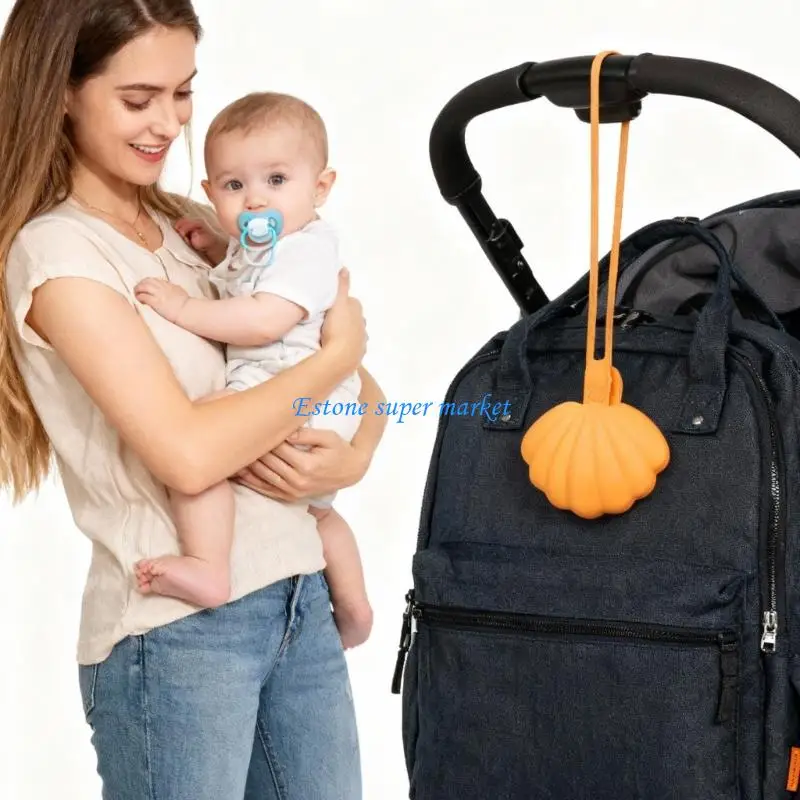 

090B Silicone Pacifier Case Shell Baby Teething Toy Container Box Portable Toddler Esential Organiser Bag