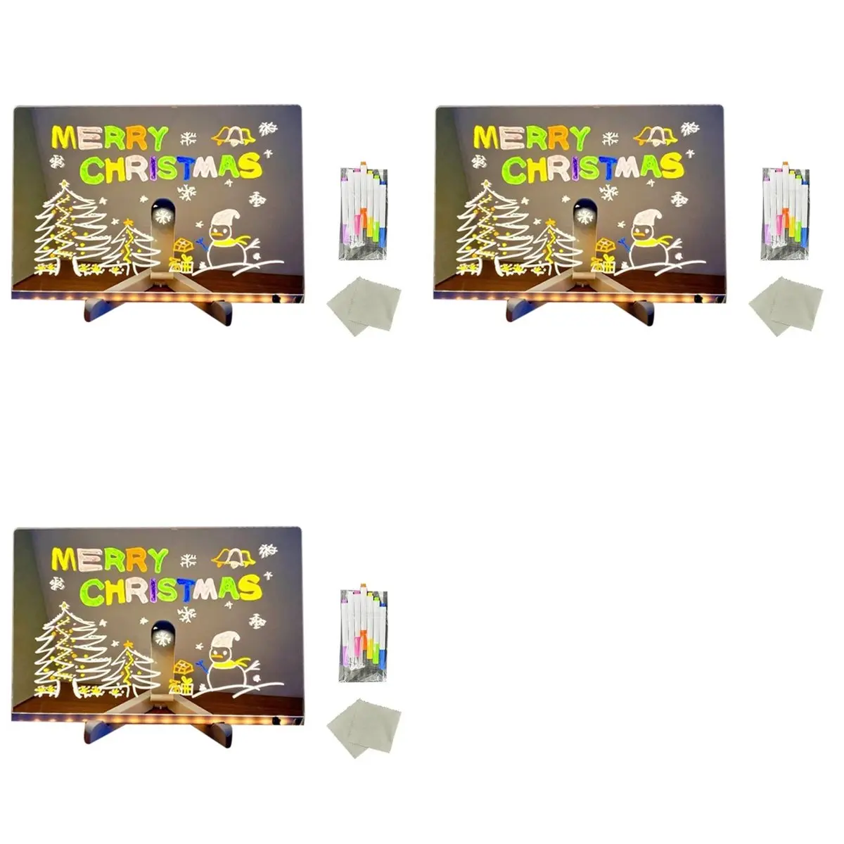 【VALUE MONEY】3X LED Note Board With Colors, 2025 Glowing LED Drawing Board For Kids, LED Not Board With Stand And 7 Color Marker