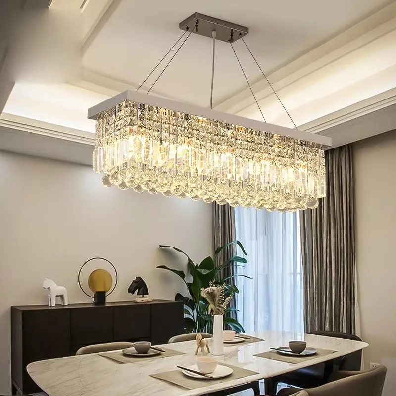 

LED Crystal Suspend Modern Dining Pendant Home Chandelier Lamp Hanging Living Woonkamer Dining Room Household Lights For Bedroom