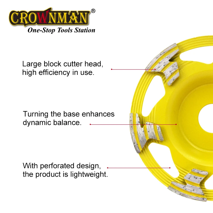 CROWNMAN Power Tools Accessories Cold Pressed 125mm Angle Grinder Disc Abrasive Grinder Diamond Grinding Cup Wheel for Stone