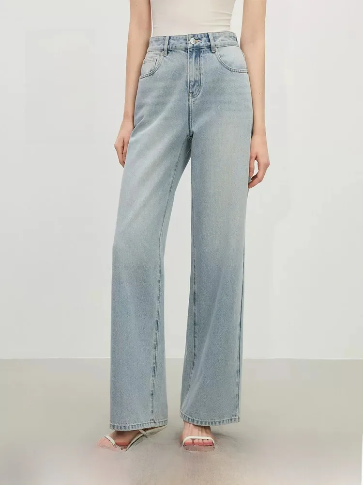 

High Waist Wide Leg Straight Cut Jeans Women's Summer New Style Lengthening And Slimming Drapey Pants by Fan Si Lan En