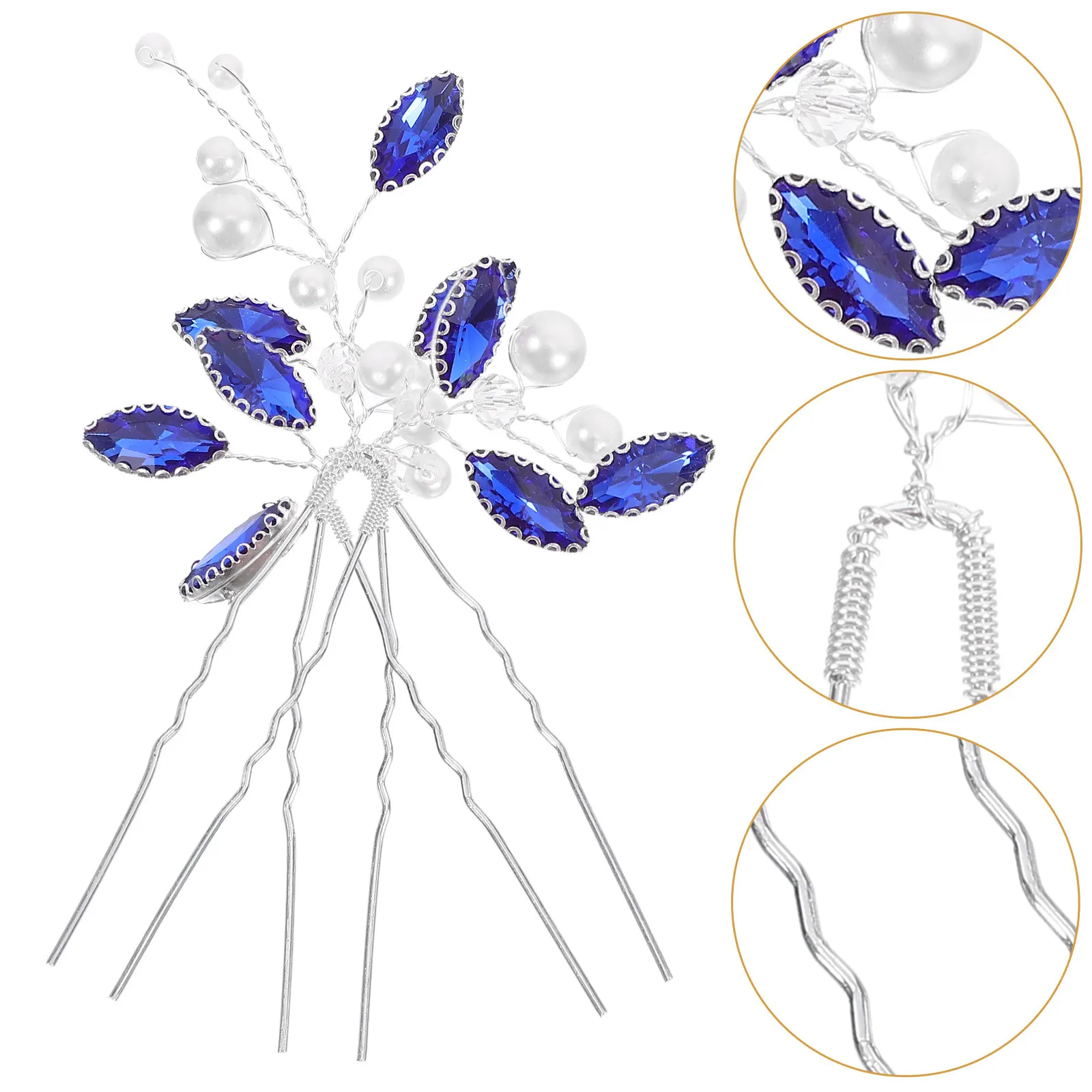 3Pcs Rhinestone Crystal Hairforks Decorative Hair Sticks Wedding Banquet Party Hairpin Styling Accessories for Long Hair