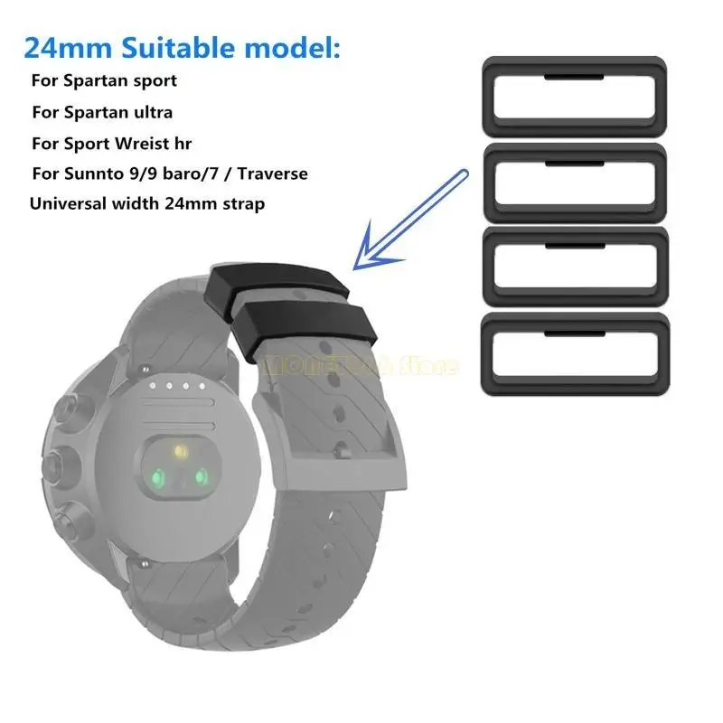 

F62C Band Keepers Resin Belt for Suunto24mm for Smart Watch Silicone Fastener Rings Security Loop Holder Retainer 10x