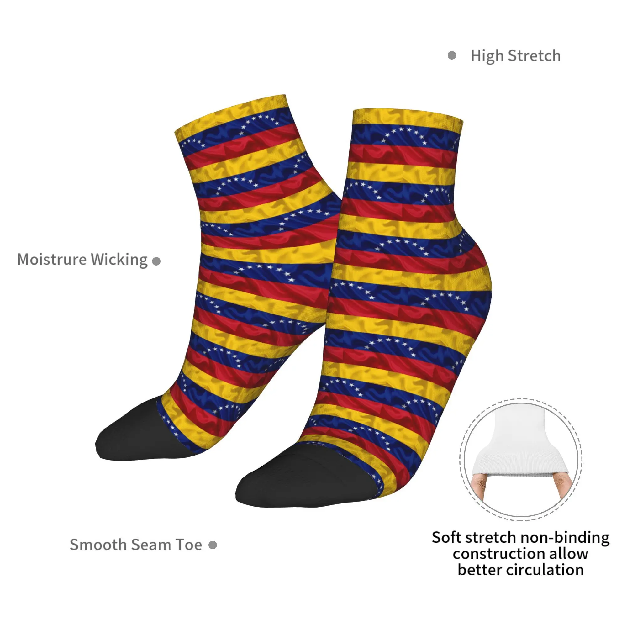Calzini con bandiera Venezuela Calze Harajuku che assorbono il sudore Calzini per tutte le stagioni Accessori per regali di Natale per uomo e donna
