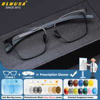 BLMUSA Trend Ultralight Titanium Prescription Glasses Anti Blue Ray/Photochromic Myopia/Progressive Business Eyeglasses for Men