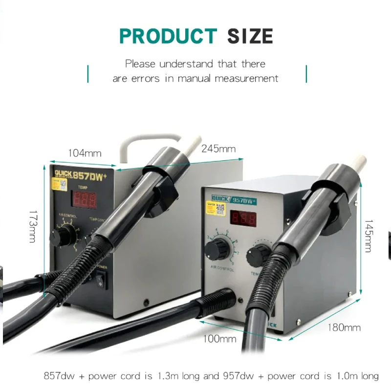 Imagem -02 - Quick 957dw Mais Estação de Solda 580w Retrabalho Pistola de ar Quente Ferramentas Desoldering sem Chumbo para Celular Manutenção Smd Original