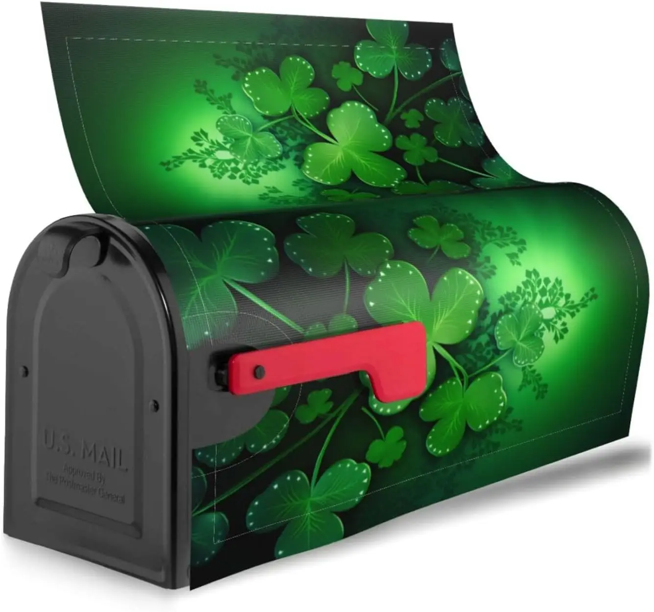 Green Clover Leaf Mailbox Cover Saint Patricks Day Mailbox Covers Magnetic Mail Wraps Post Garden Decor 21x18 Inch