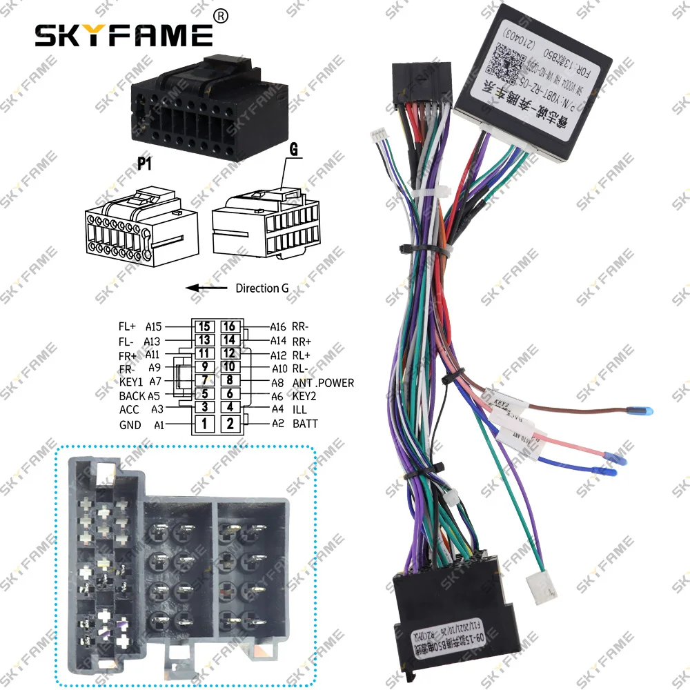 SKYFAME Car 16pin Wiring Harness Adapter Canbus Box Decoder Android Radio Power Cable For Faw Bestune B50 YQBT-RZ-01 YQBT-RZ-05