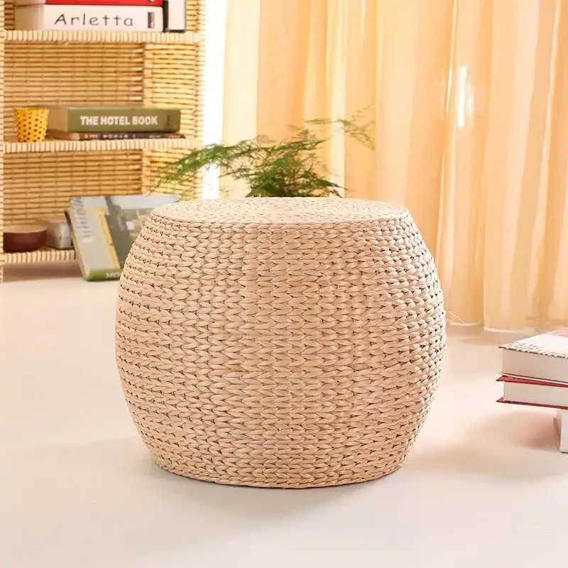 EcoFriendly Natural Straw Handmade Cushion Versatile Living Room Round Tatami Ideal for Changing Shoes Complements Wood Bench