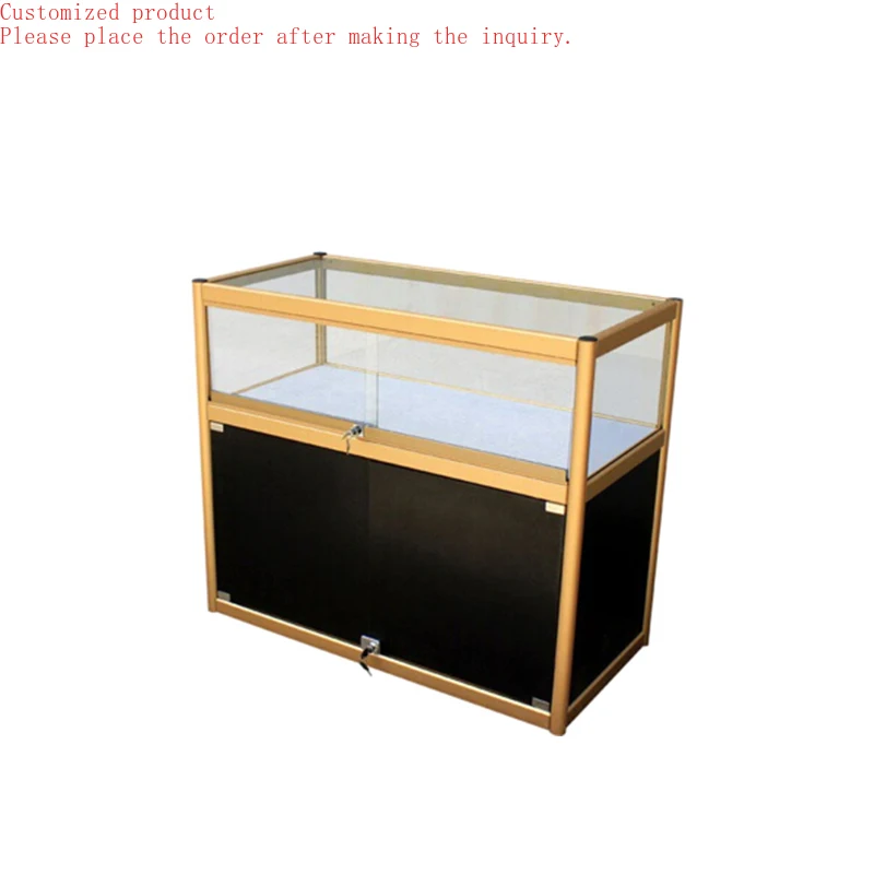 

Custom.Lockable Simple Easy Assembled Gold Metal Frame Mobile Phone Counter Display Cabinet