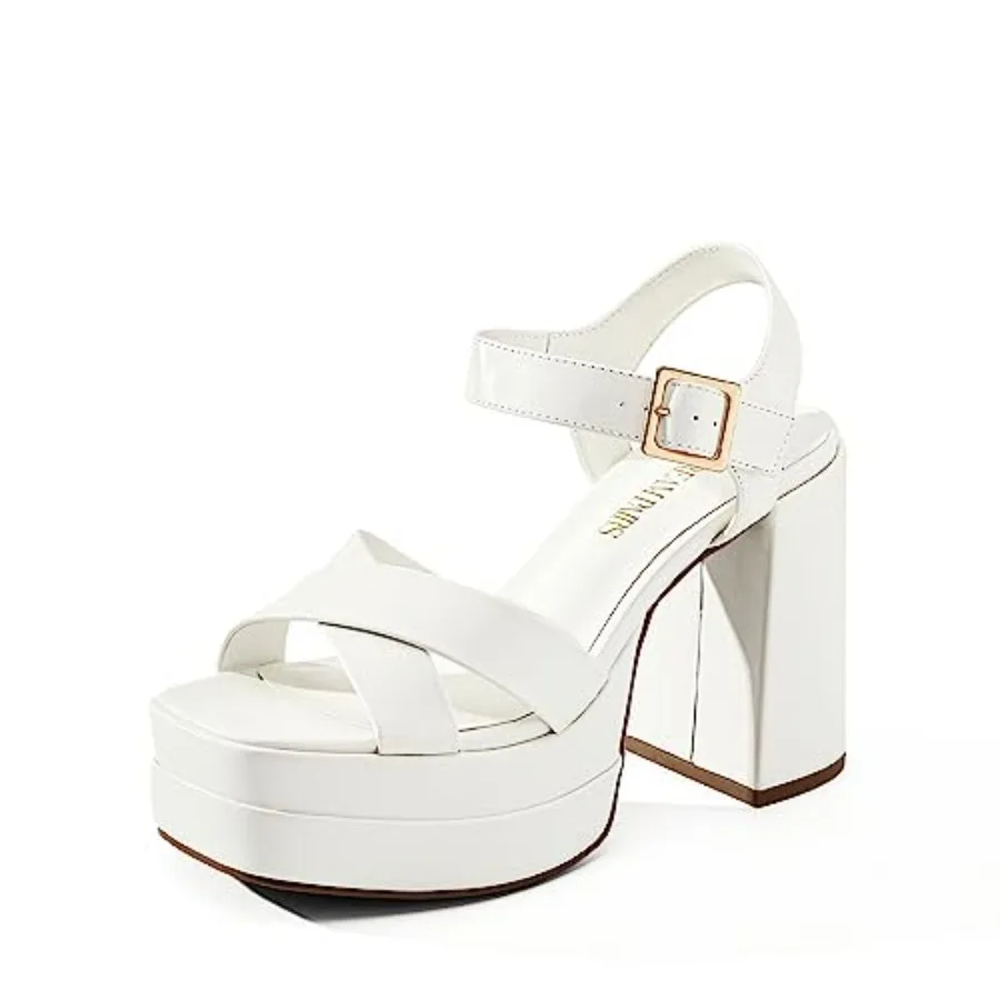 

Women's Platform Chunky Heels Square Open Toe Ankle Strap High Heeled Sandals Y2K Shoes for Party Brunch