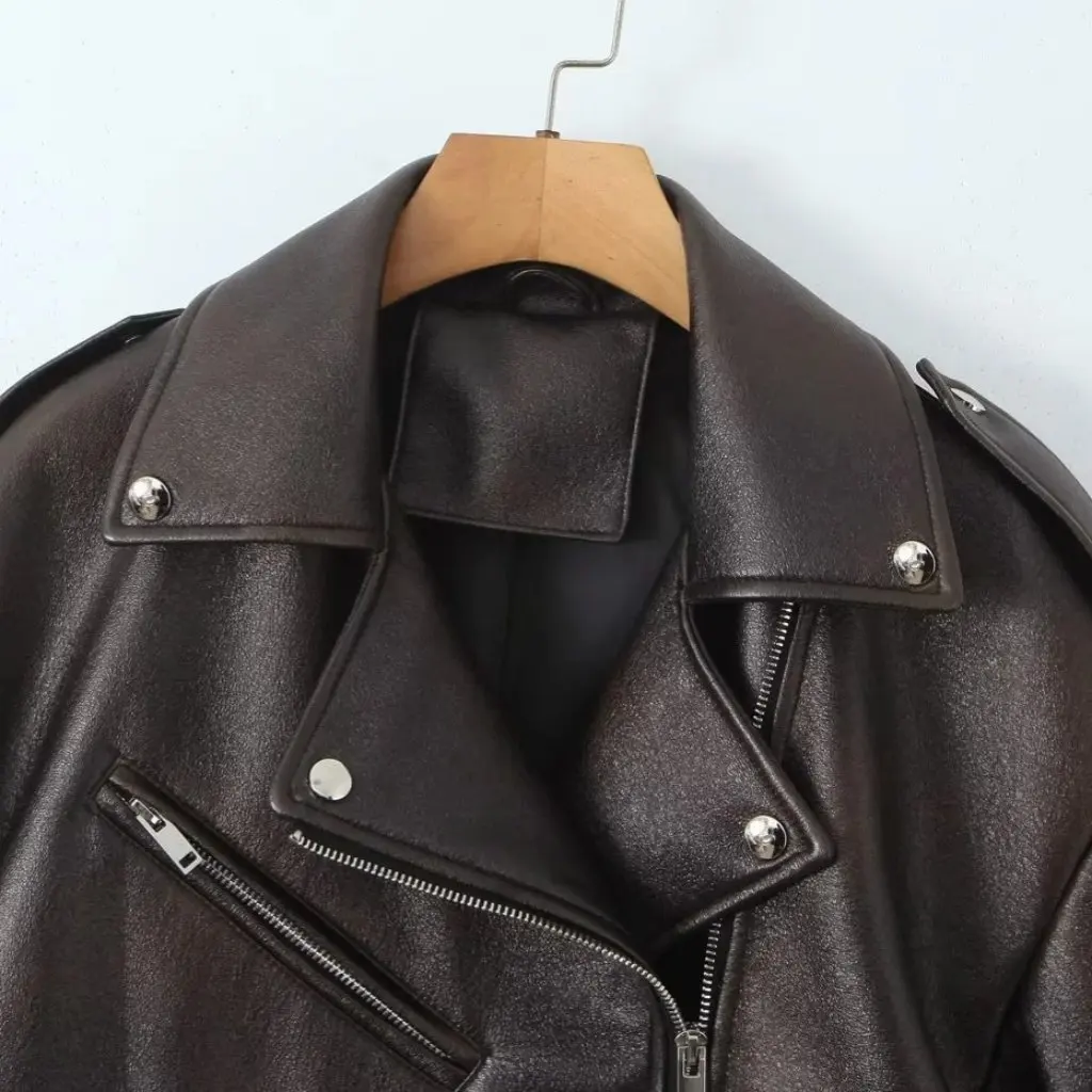 Slim Leather Women's Short Coat PU Jacket Korean Motorcycle Style Spring Fashion Outerwear for Ladies