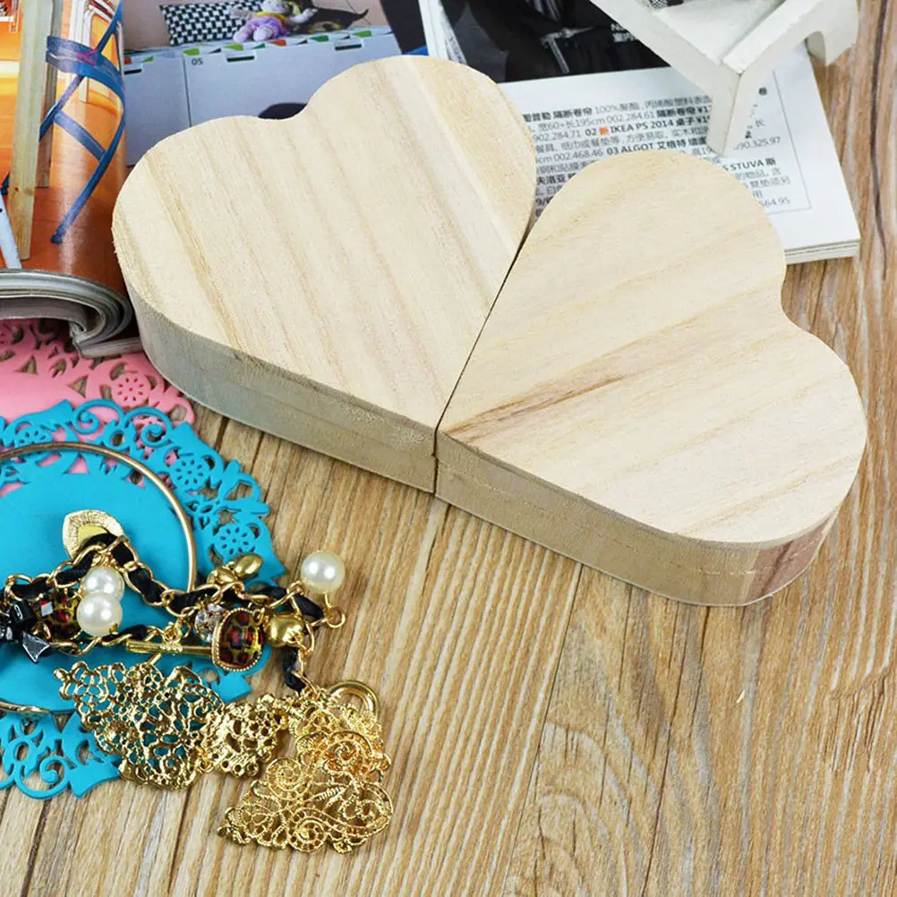 Wooden Jewelry Storage Box Heart Shaped Vintage Design Classic Organizer Sundries Case Gift Box Wood Storage Case