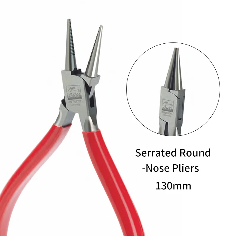 ANTILOPE Jewelers Round Nose Pliers 130mm Serrated Jaw No Spring Design for Precise Wire Forming, Smooth Loop & Curve Making