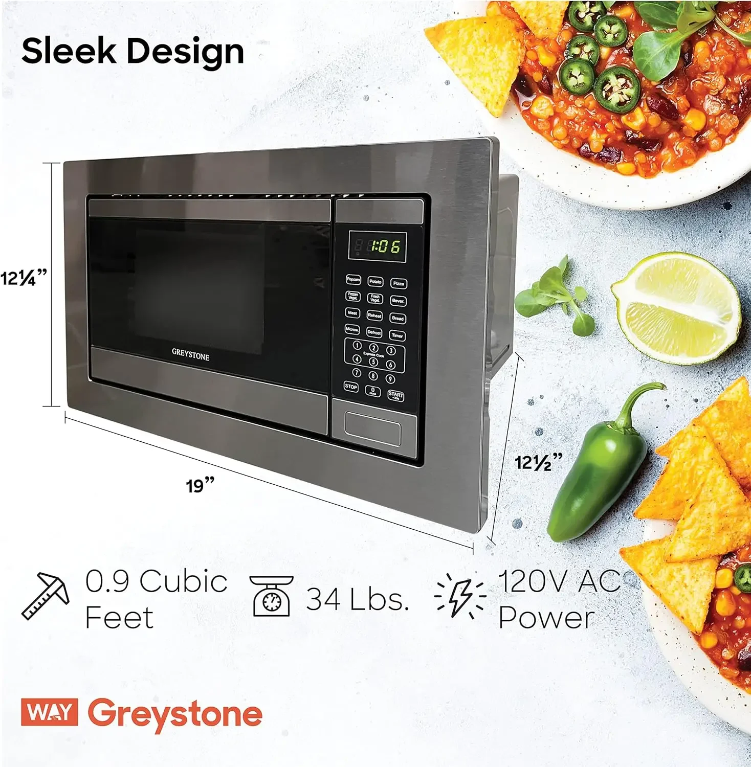 0.9 Cubic Foot, Built-In Microwave, Digital Touchpad, LED Display, Includes Trim, Stainless Steel