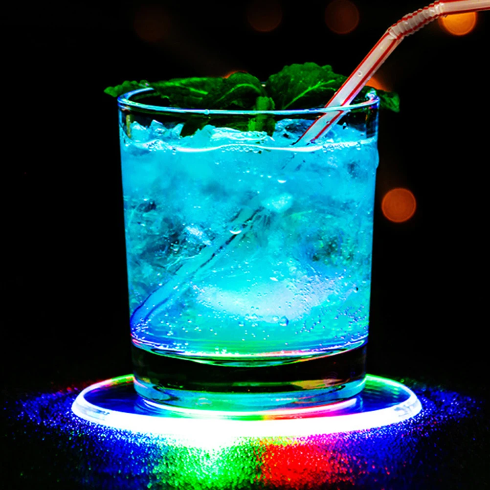 

Ultrathin Acrylic Led Cup Mat Crystal Coaster Lighted Mug Holder Touch Switch Party Home Decor Auto Accessory Round Colorful