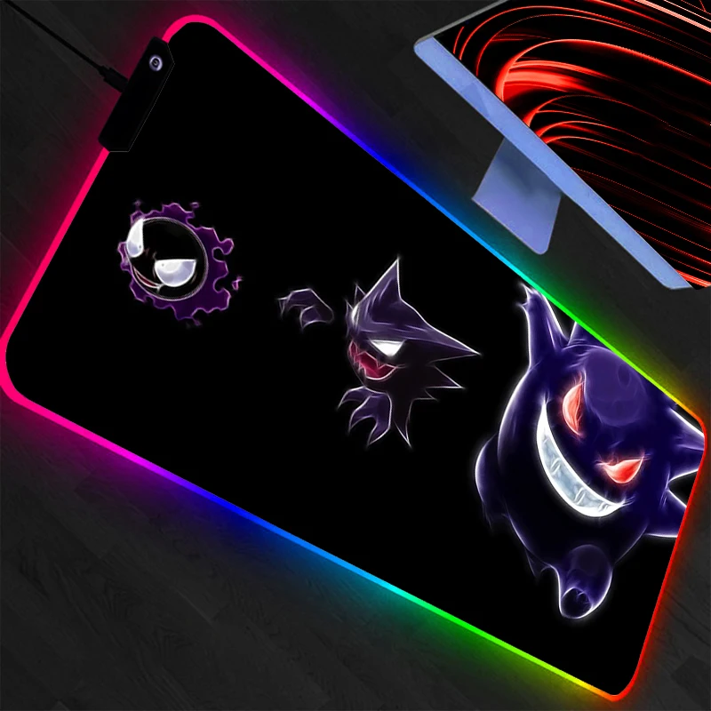 Backlight XXL Rubber Large PC Mousepad RGB Gamer Gaming Pokemon Pikachu Mouse Pads LED Desk Keyboard Mat Computer Mat