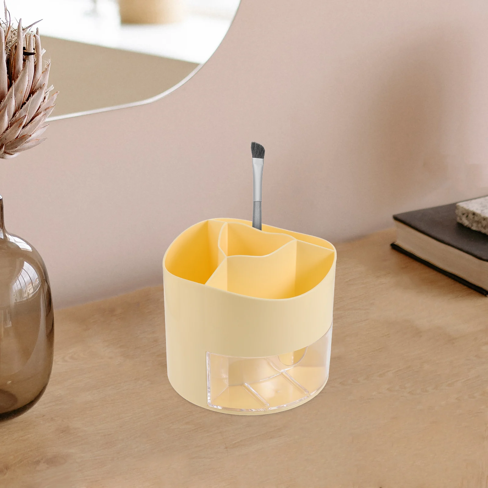 

Rotating Pen Holder Transparent Drawer Round Stationery Storage Desk Office Large Capacity White Pencil ganizer Brush Holder