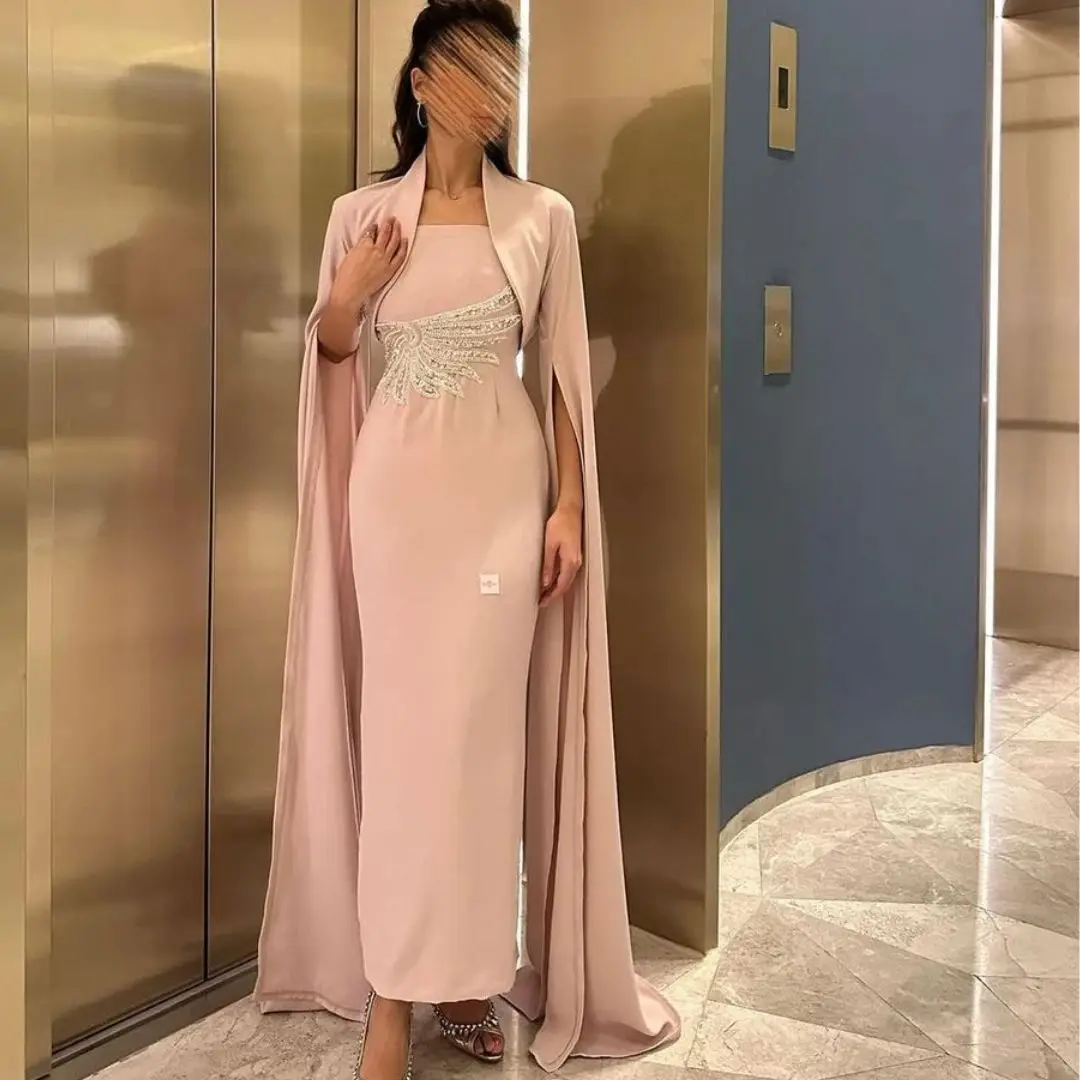 

Saudi Arabia Evening Dresses 2024 New Style Modern Beads Long Split Sleeves Elegant Prom Dresses Party Gown فساتين مناسبة رسمية