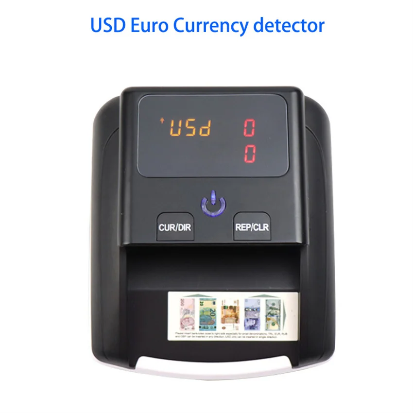 Portable Mini Money Counter Counterfeit Bill Detector Automatic Money Detection By UV MG IR Image for EURO USD For Shops