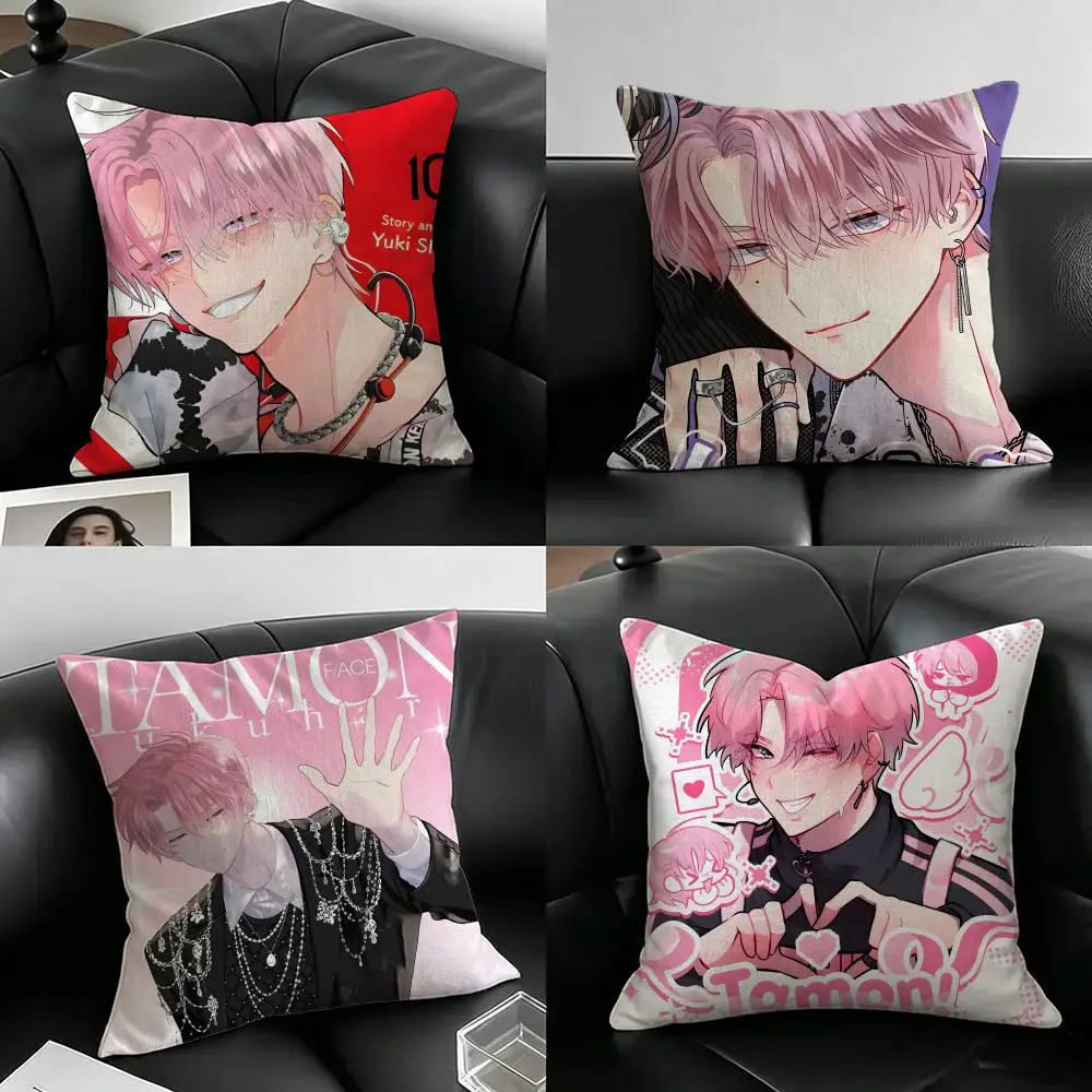 Manga Tamons Cushion Cover Natural Linen Pillowcase Set, All-in-One Decor for Sofa, Bedroom & Chair