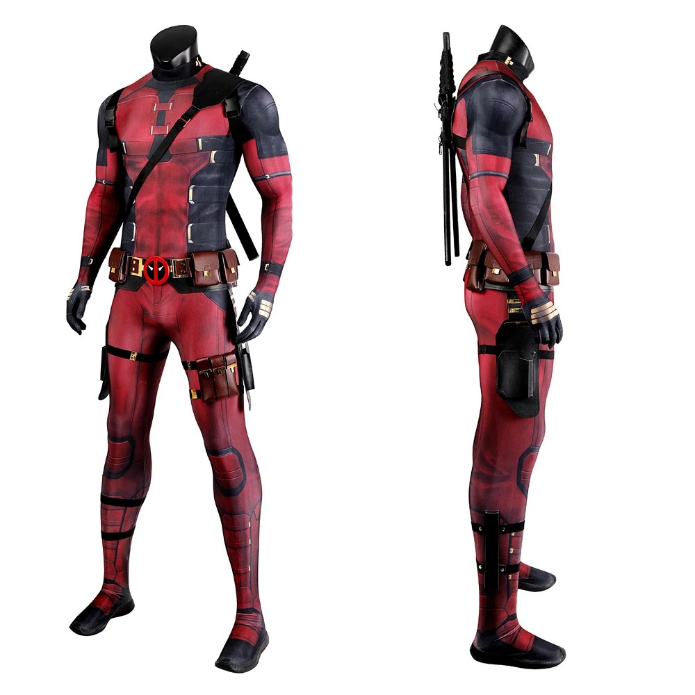 Soldado vermelho Cosplay fantasia para meninos, Wade Wilson terno completo, máscara Bodysuit, Carnaval e Halloween Outfit, alta qualidade, nova comédia DP3