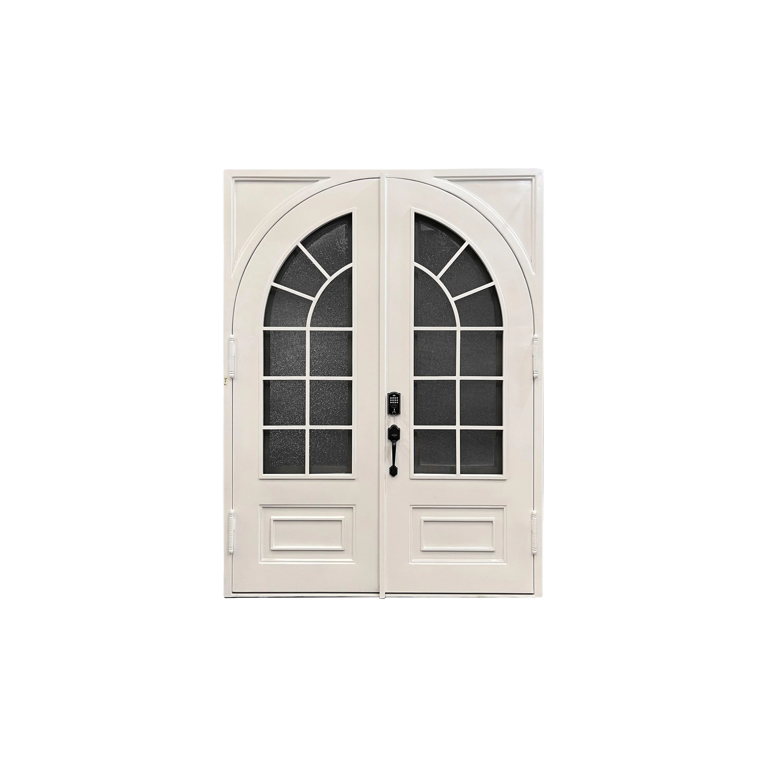 

Forged Iron Glass Minimalist Steel Fiberglass Customizable Modern Doors, Swing Type, Suitable For Outdoor Doors Entry SY 2 Set