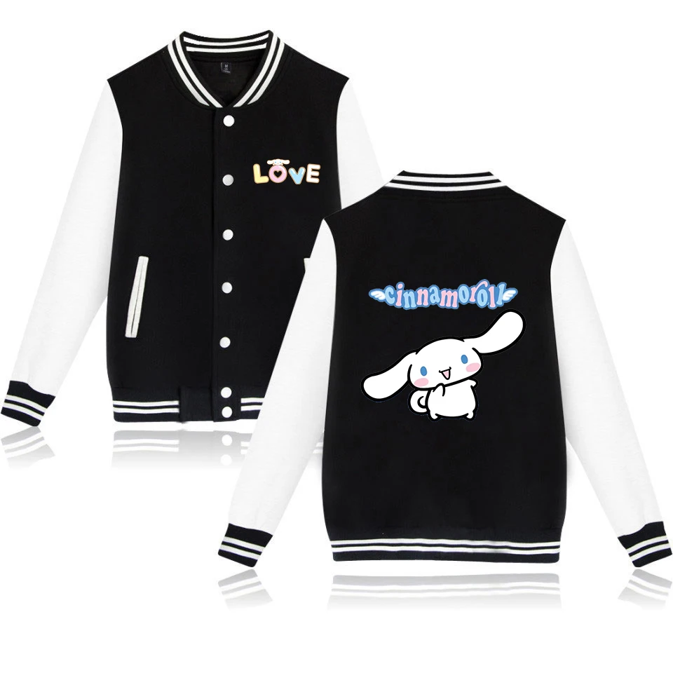 

Cute Cinnamoroll Varsity Baseball Bomber Jackets Men Women Clothes Streetwear Kids Boys Girls Harajuku Jacket Single Coats