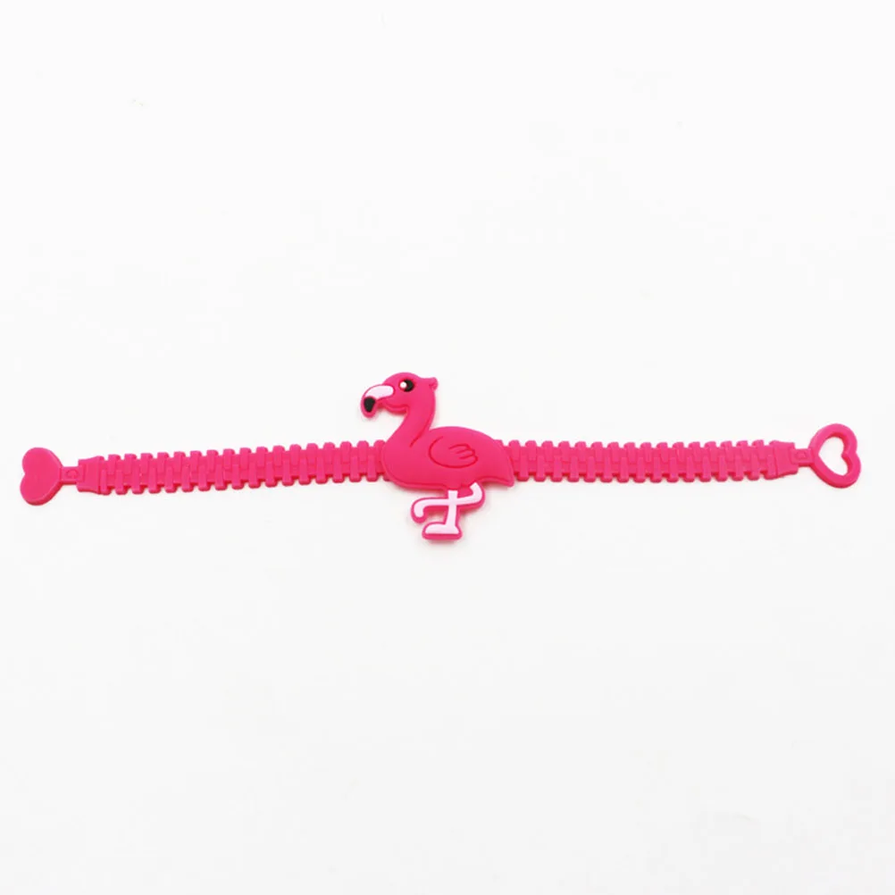 

6pcs Children'S Flamingo Style Bracelets Colorful Wristbands Halloween Party Favors Goody Bag Fillers Durable Waterproof Plastic