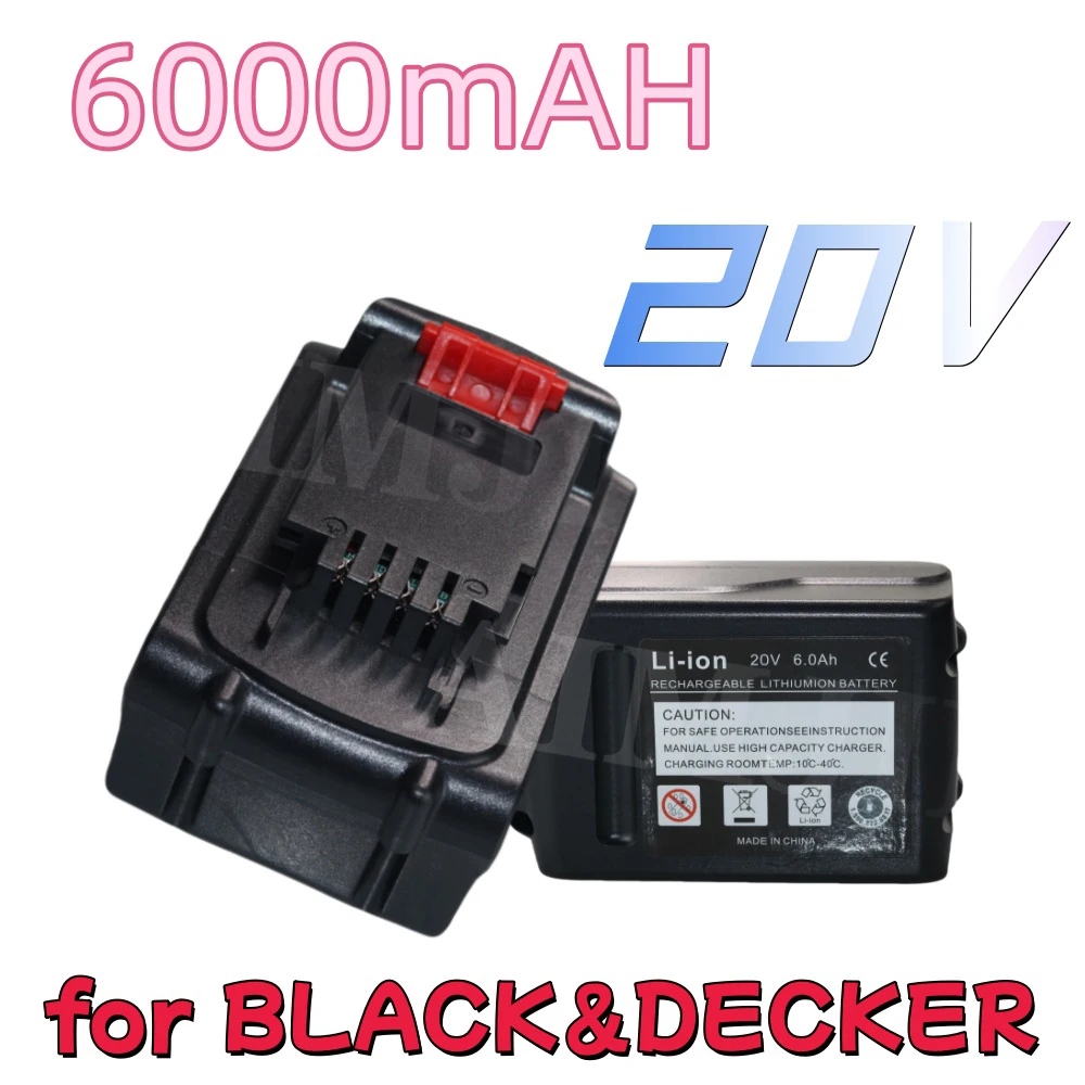 

Rechargeable Battery New 18V/20V 6.0Ah Li-ion for BLACK&DECKER LB20 LBX20 LBXR20 Power Tool Replacement Battery