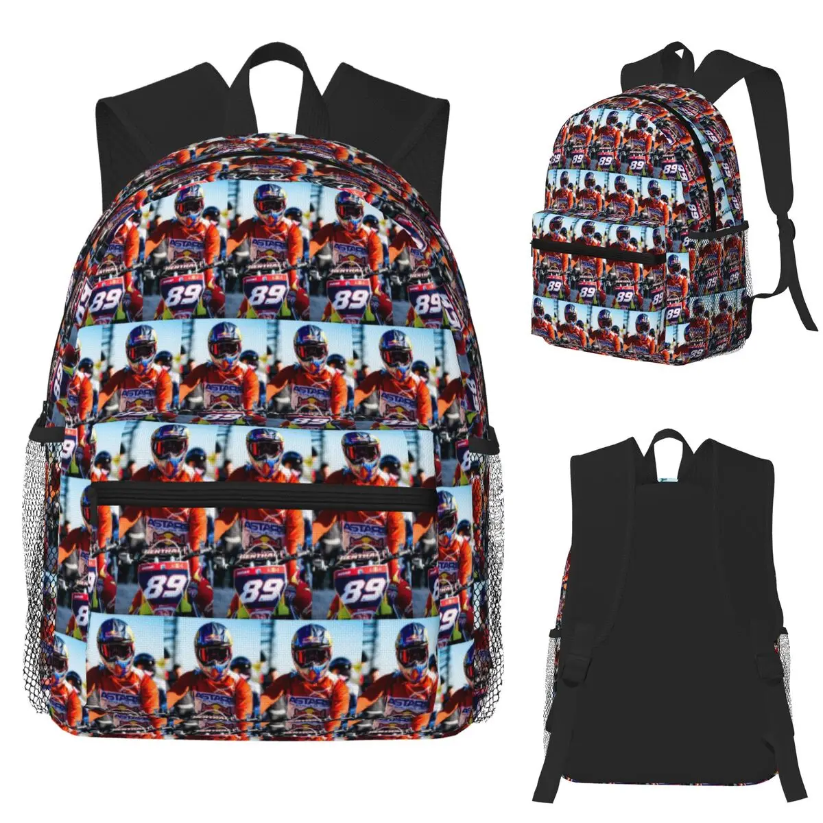 حقيبة ظهر Jorge Martin Number 89 للطلاب حقيبة مدرسية للمشي لمسافات طويلة والسفر حقيبة نهارية للرجال والنساء حقيبة كتب عصرية حقائب كتف #3