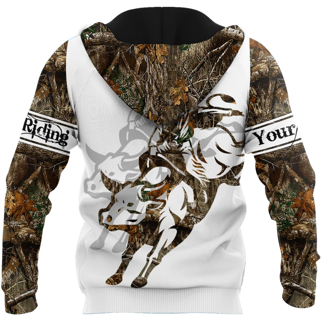 Custom Name Bull Riding Tattoo 3D All Over Printed Men Hoodie Unisex Hooded sweatshirt Streetwear Casual zipper hoodies DK445