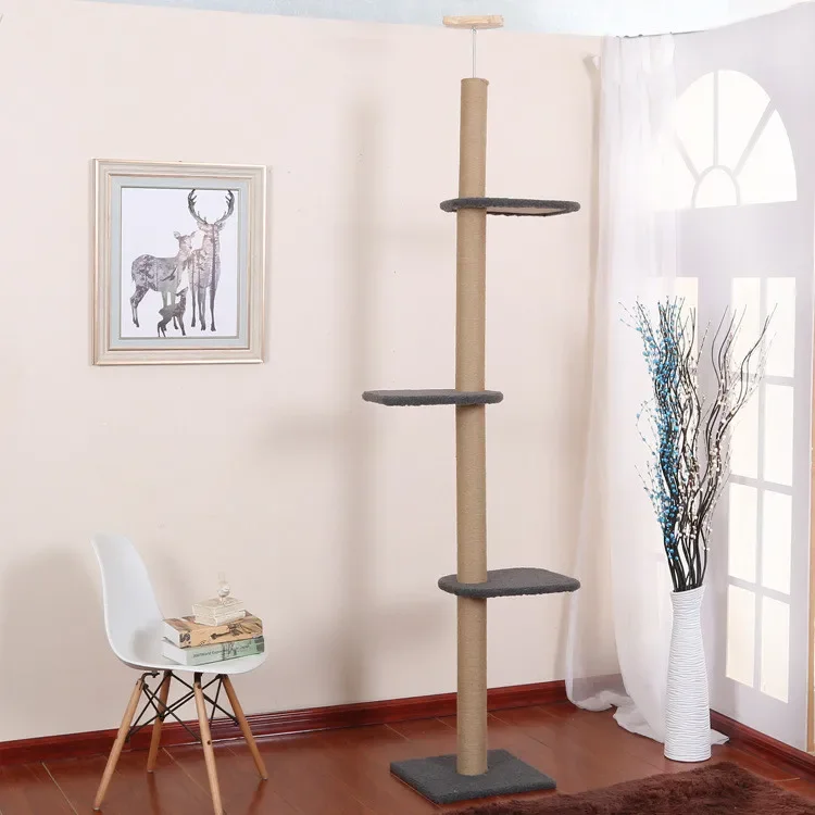 Floor to Ceiling Cat Scratcher Tree Modern Cat Frame Condo Pet Toy Furniture Set Cat Tower Tree