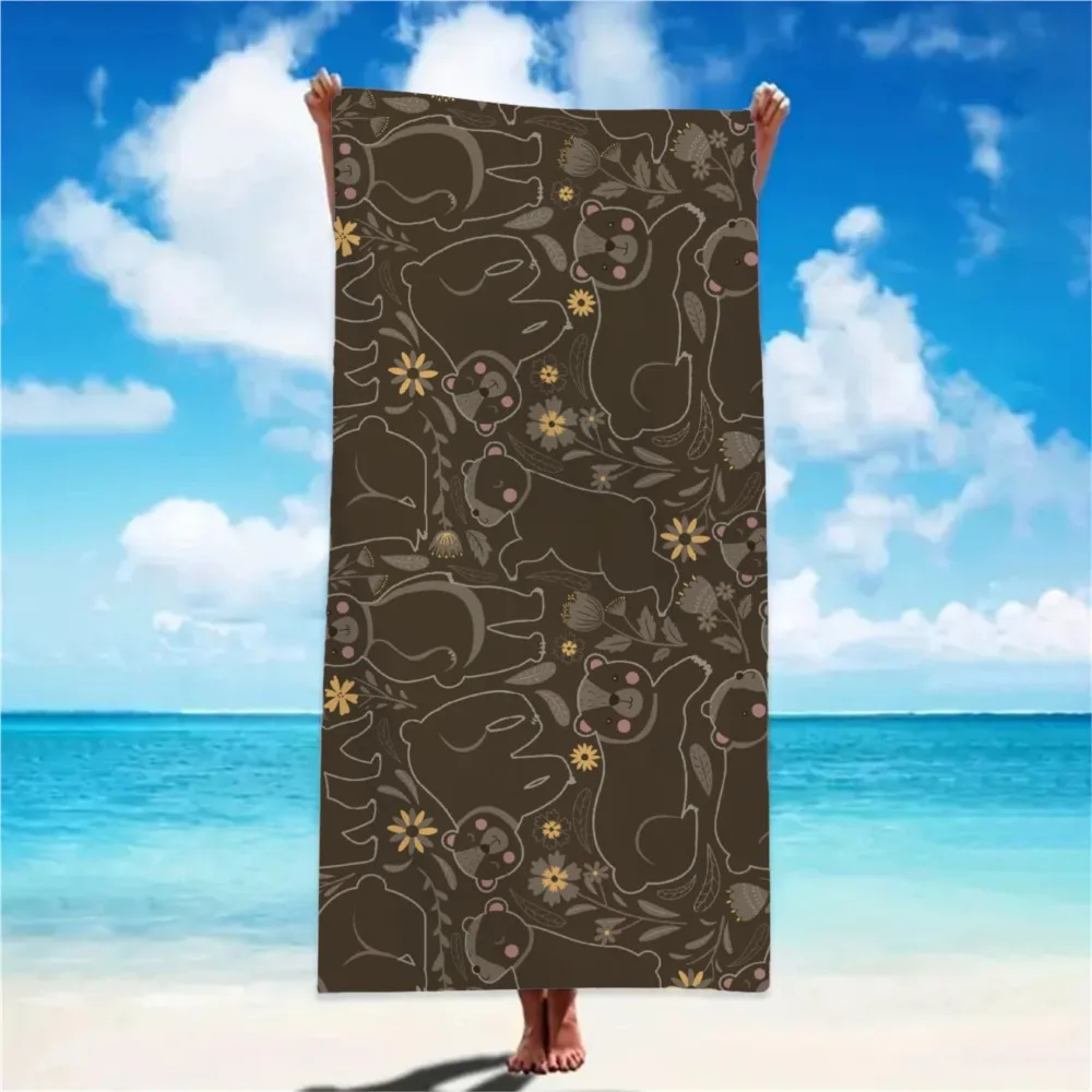 1Pc Cute Beach Towel Cartoon Animals Bath Towels Absorbent Soft & Comfortable Yoga Swimming Outdoor Pool Towel Birthday Gift
